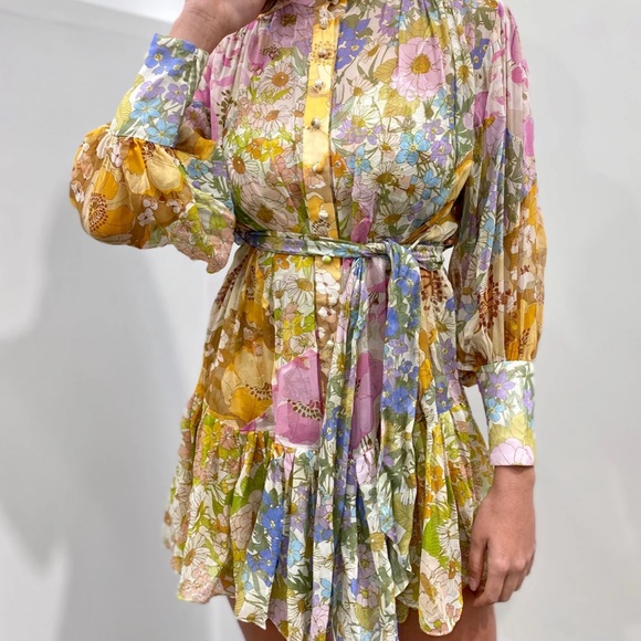 🎀 RUFFLE DRESS BOHO CHIC PASTEL MINI FLORAL FLOWER BOHEMIAN LAYER PRETTY CUTE - Picture 9 of 15